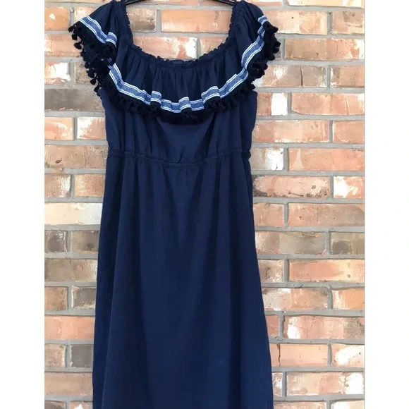 Vince Camuto Women’s Navy Off-Shoulder Maxi Dress Size 1X - Picture 4 of 8